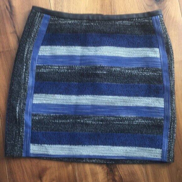 H&M Stripe Bouclé Skirt Blue / White / Black Size 6 - Picture 3 of 5